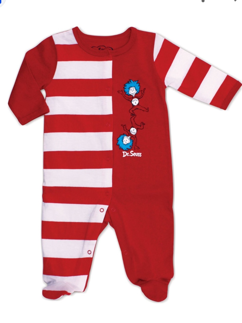 Dr. Seuss Red & White Striped Footed One-Piece